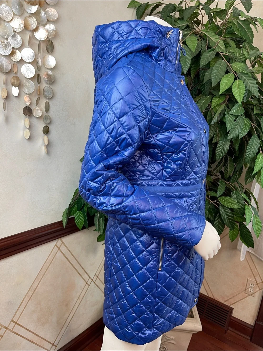 KATE SPADE LAPIS BLUE QUILTED HOODED JACKET